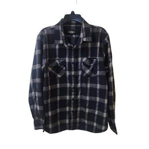 Jack's Surfboards Navy/White Plaid Flannel Long Sleeve Large